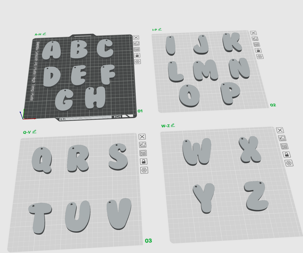 Chunky Alphabet Letter Keychain STL Files (A–Z)