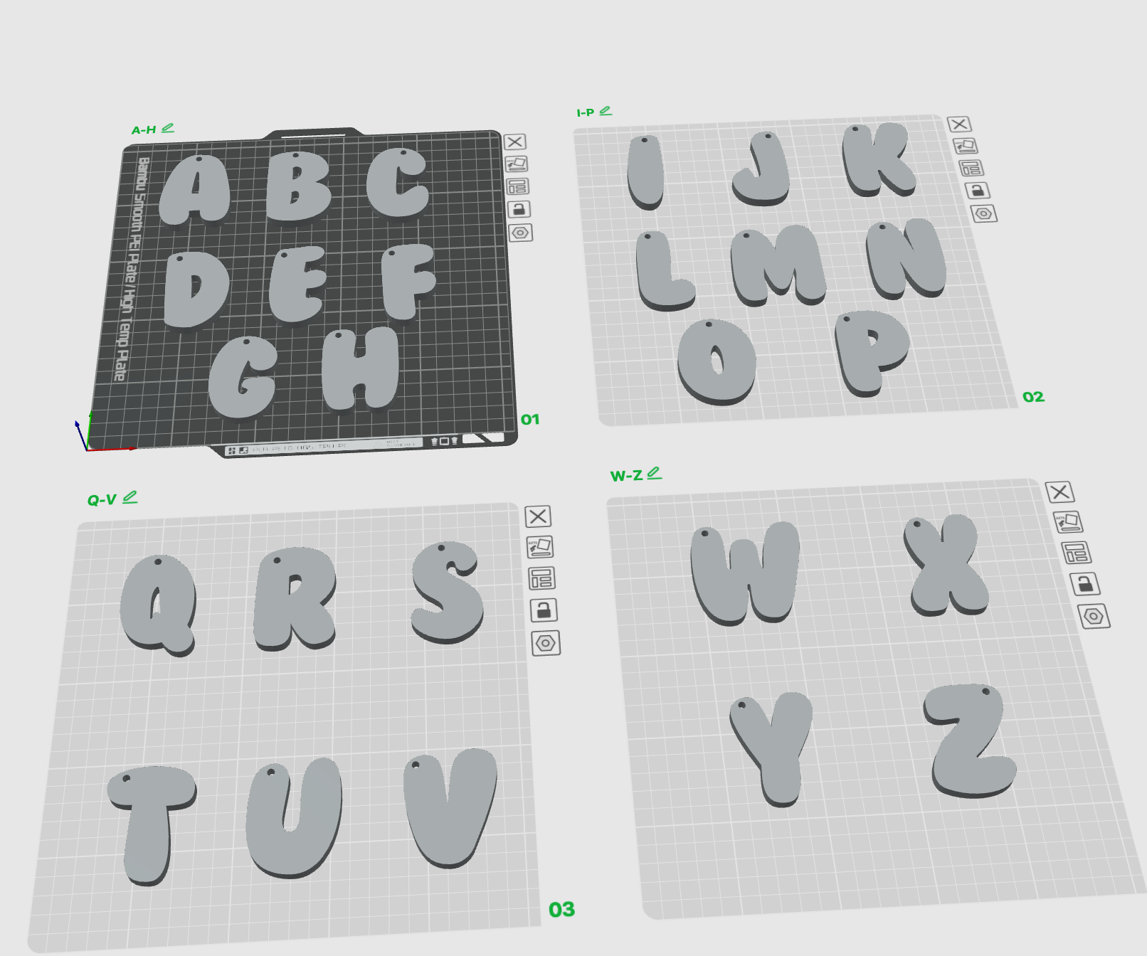 Chunky Alphabet Letter Keychain STL Files (A–Z)